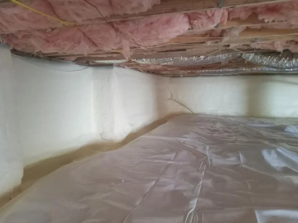 Crawl space encapsulation with closed-cell spray foam for Roof Waterproofing in Hebron